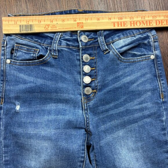 Judy Blue Skinny Fit Jeans Light Wash Distressed Raw Hem Button Fly Women’s 1/25 - Picture 7 of 11